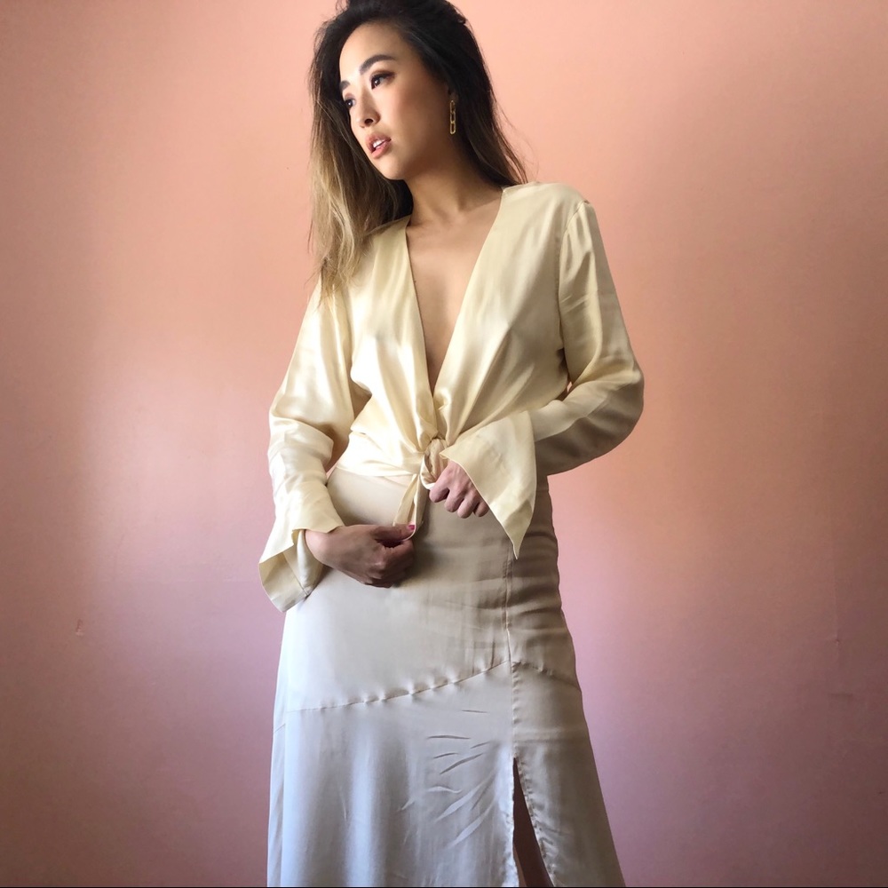 & Other Stories Ivory Plunging Blouse